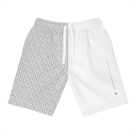 "Bottoms to the Top" Split-Print Shorts — White Edition