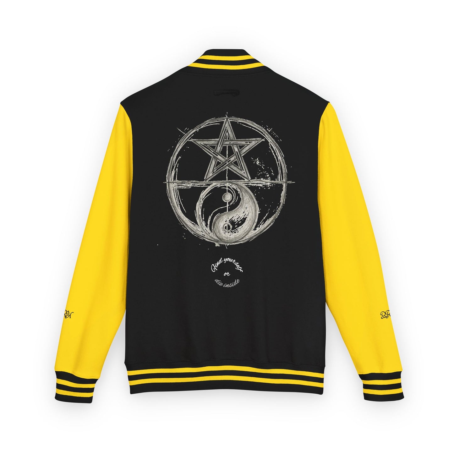 "Find Yourself" Varsity Jacket — Jet Black & Arctic White