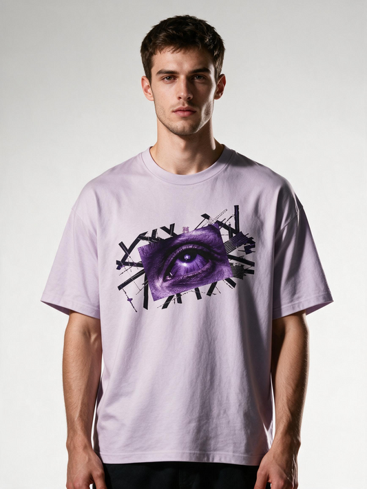 "Fractured Focus" Oversized Tee — Purple Eye Edition