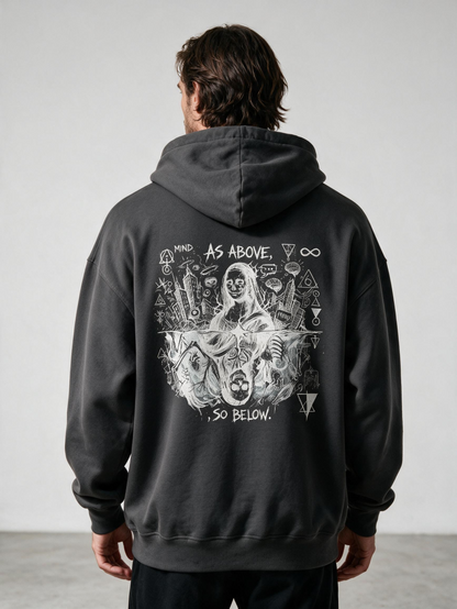 "As Above, So Below" Oversized Split-Realm Hoodie