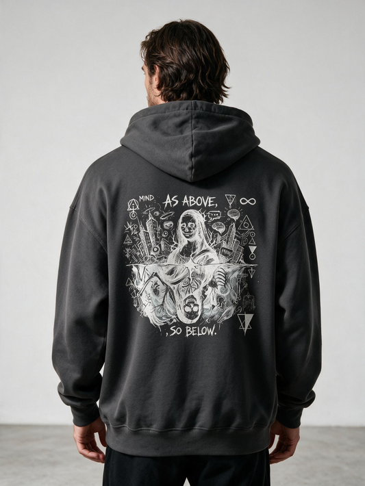 "As Above, So Below" Oversized Split-Realm Hoodie