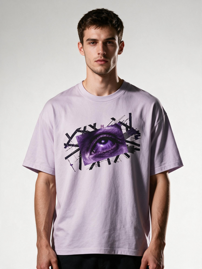 "Fractured Focus" Oversized Tee — Purple Eye Edition