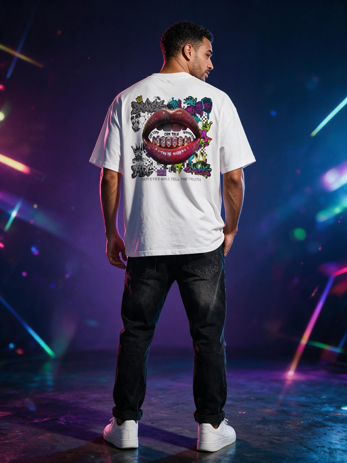 "Lips Can Talk" Oversized Tee — Graffiti Grillz Edition
